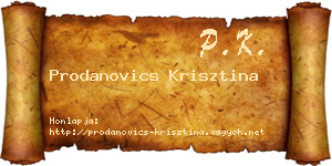 Prodanovics Krisztina névjegykártya