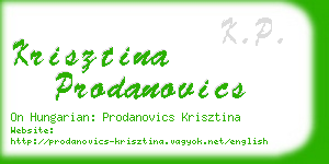 krisztina prodanovics business card